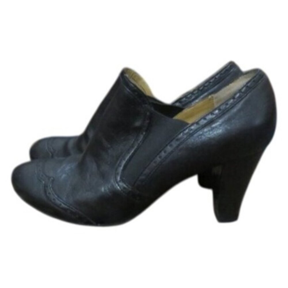 Biviel Black Leather Chunky Heeled Booties Dress shoes size 39 or US 9